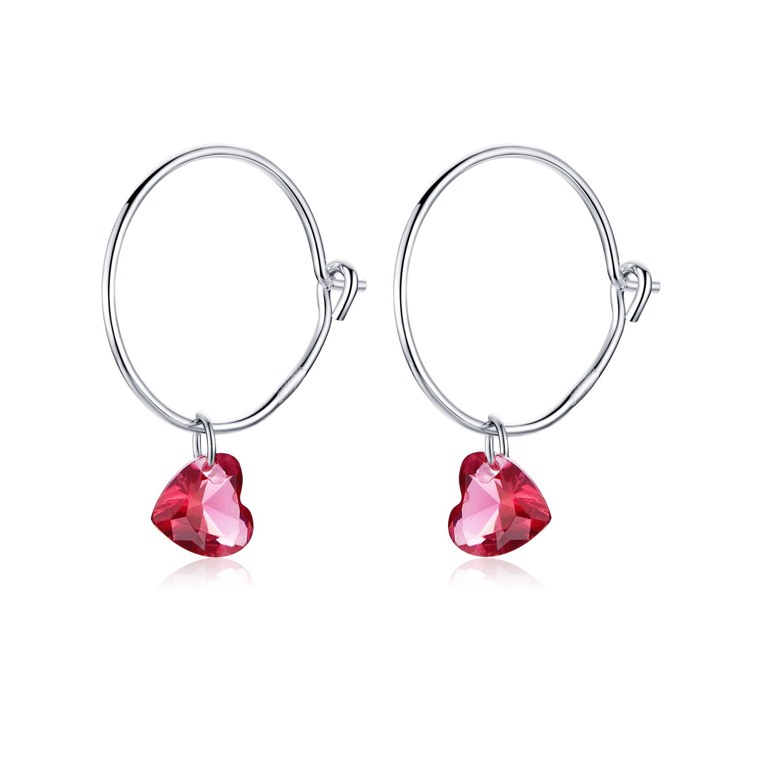 Cercei din argint red hearts hoops