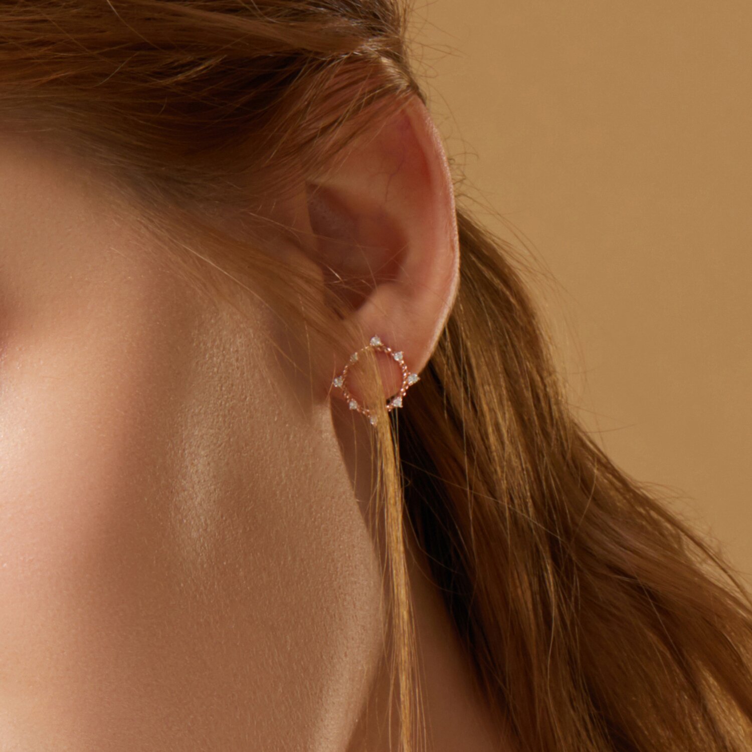 Cercei din argint rose gold stars