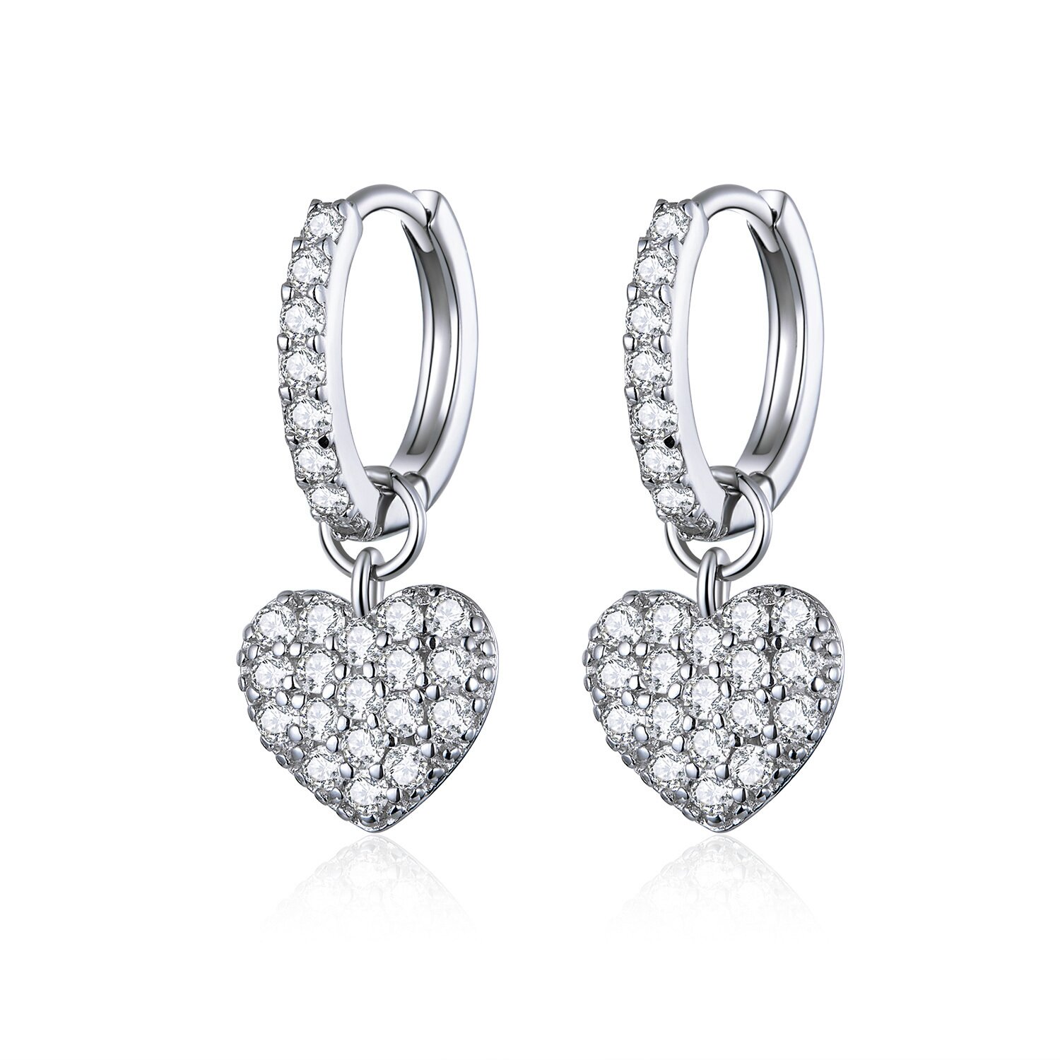 Cercei din argint shiny hearts hoops
