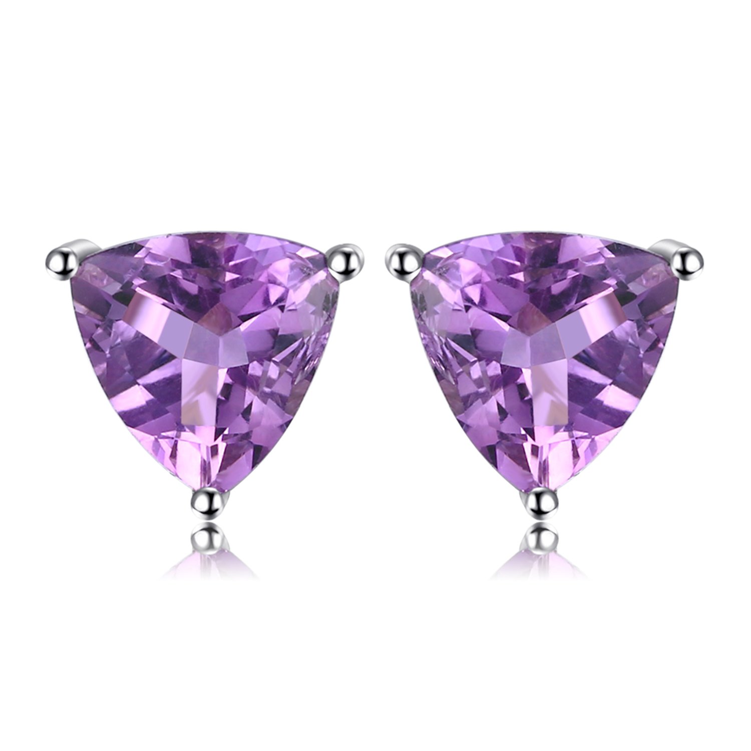 Cercei din argint triangle amethyst