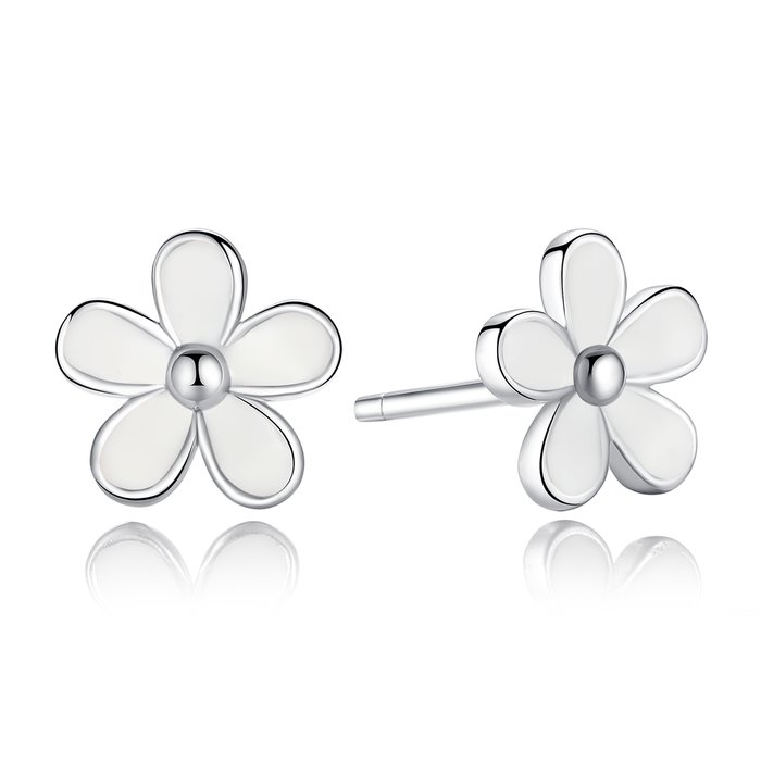 Cercei din argint white daisy