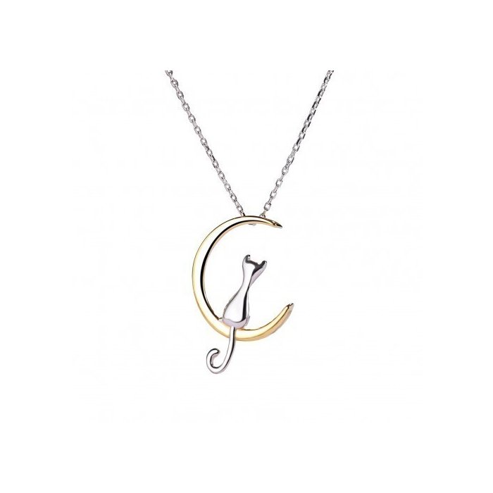 Colier cu lantisor din argint golden moony cat