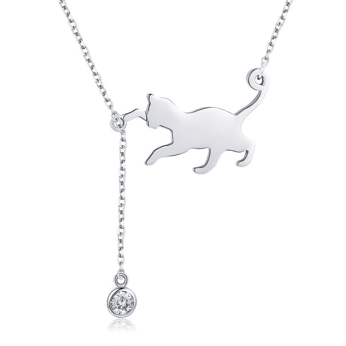 Colier din argint 925 playful silver cat