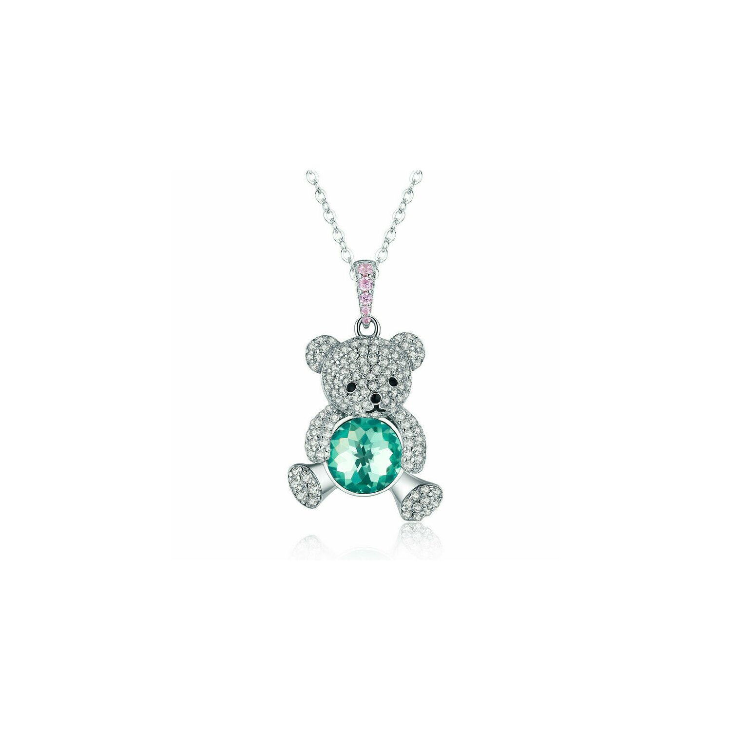 Colier din argint green crystal teddy