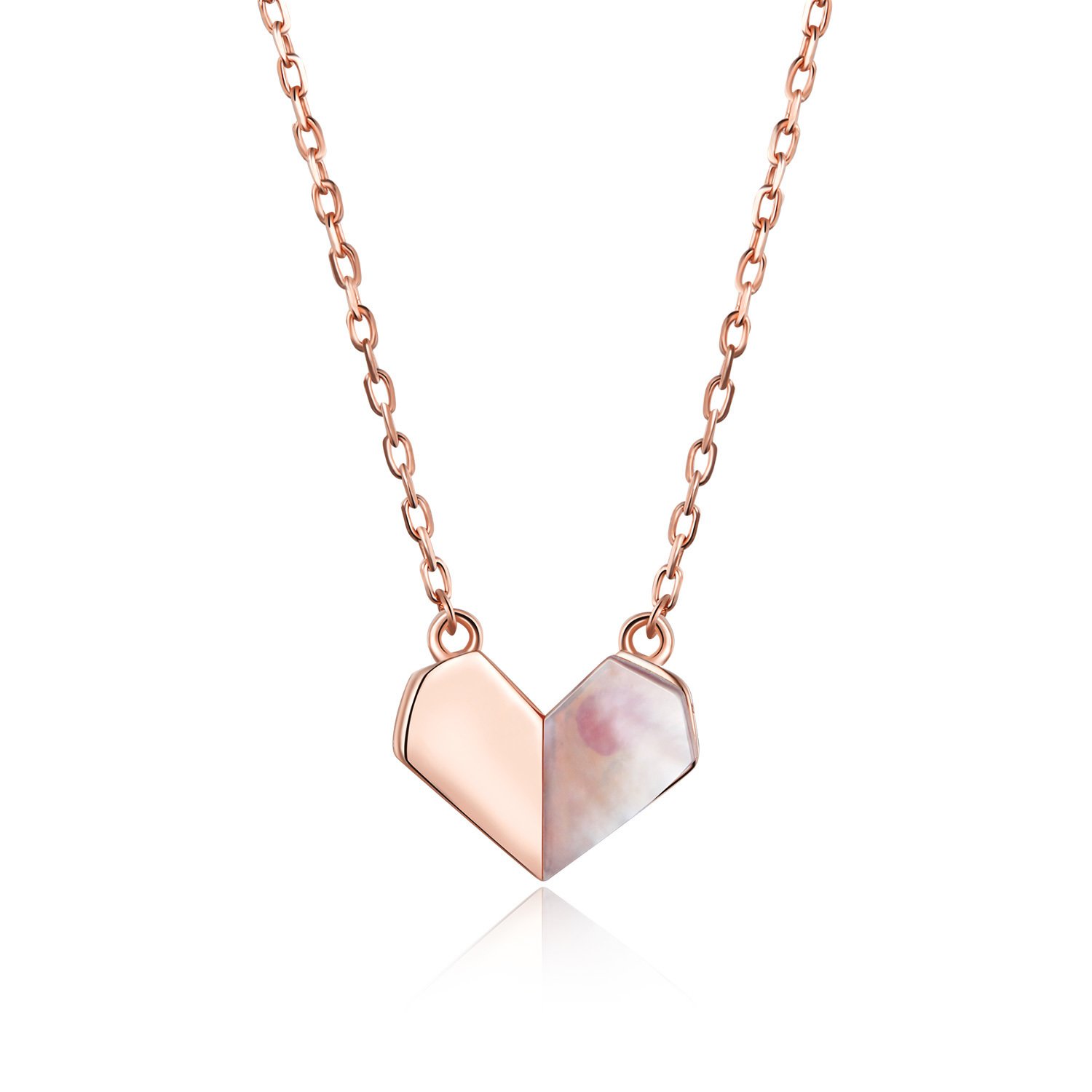 Colier din argint rose gold paper heart