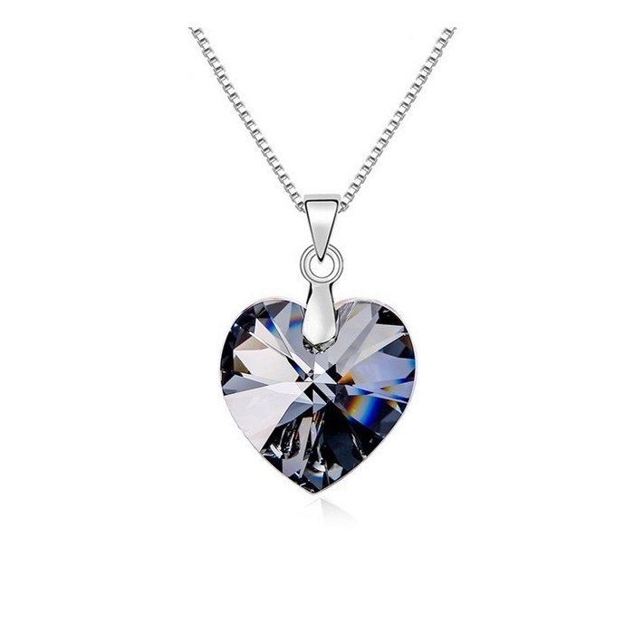 Colier din argint silver night heart cu cristal swarovski