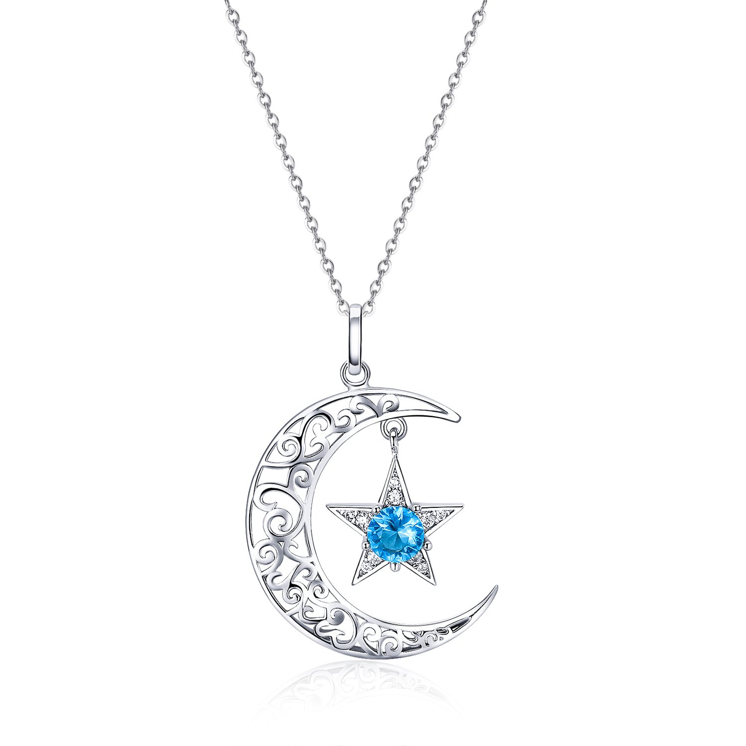 Colier din argint sparkling monn and star