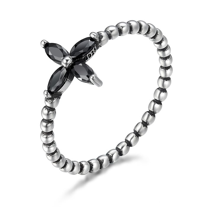 Inel din argint black flower