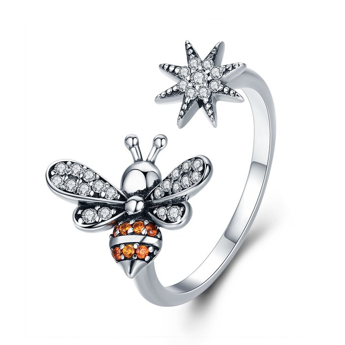 Inel din argint reglabil crystal bee