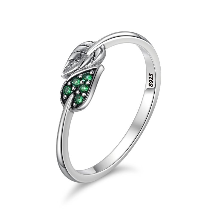 Inel din argint little green leaf