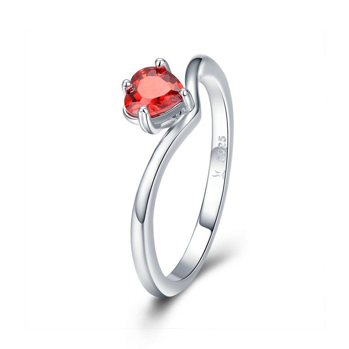 Inel din argint orange red heart