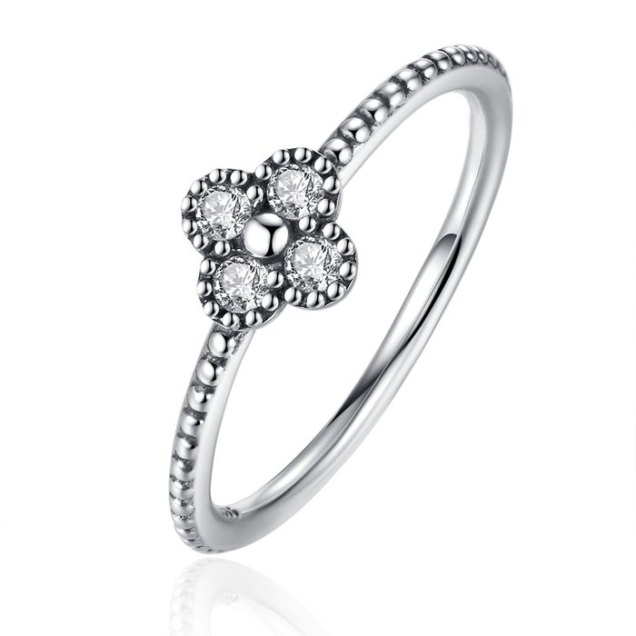 Inel din argint romantic clover clear