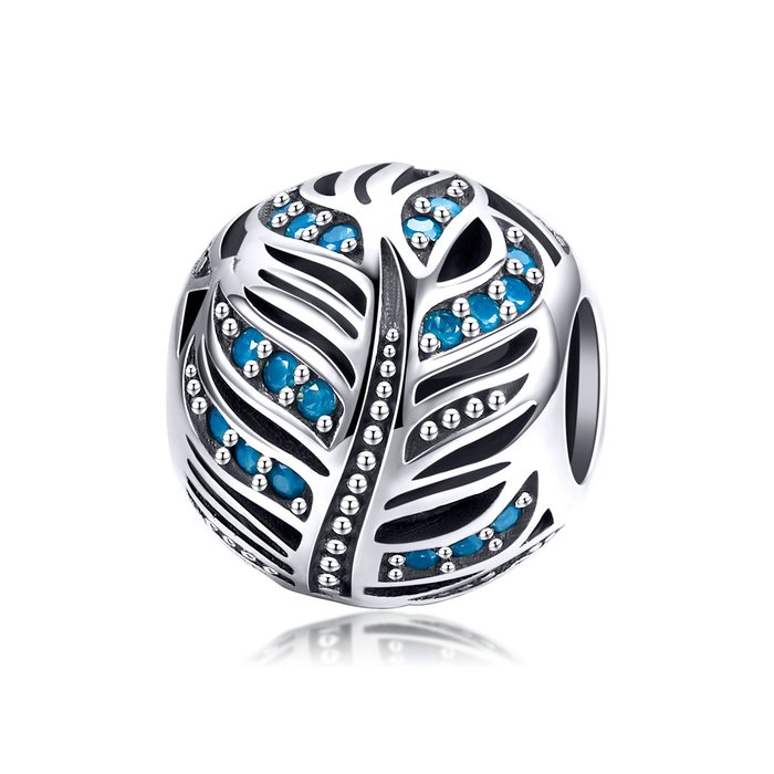 Talisman din argint blue crystal leaf