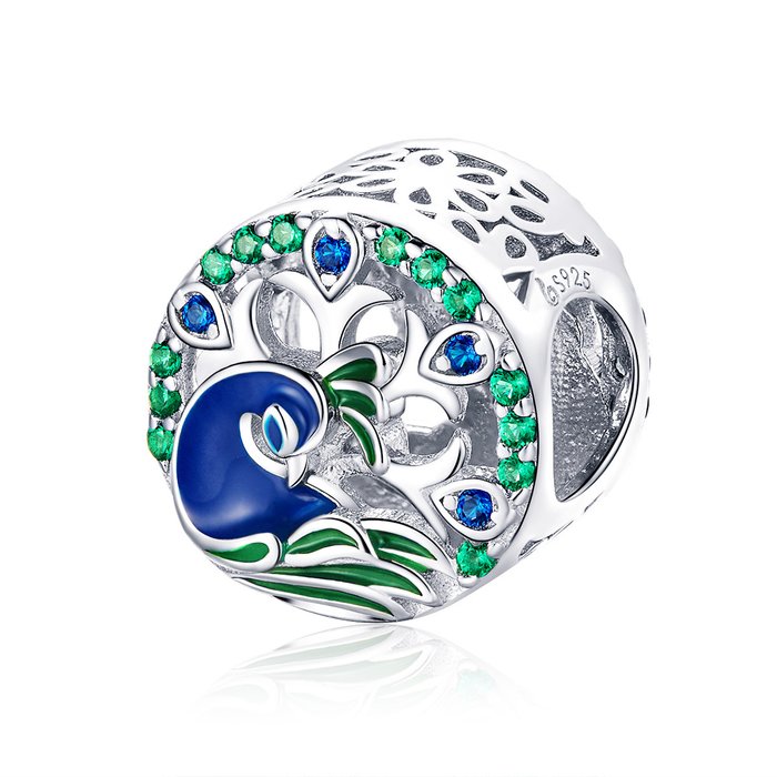 Talisman din argint colorful peacock