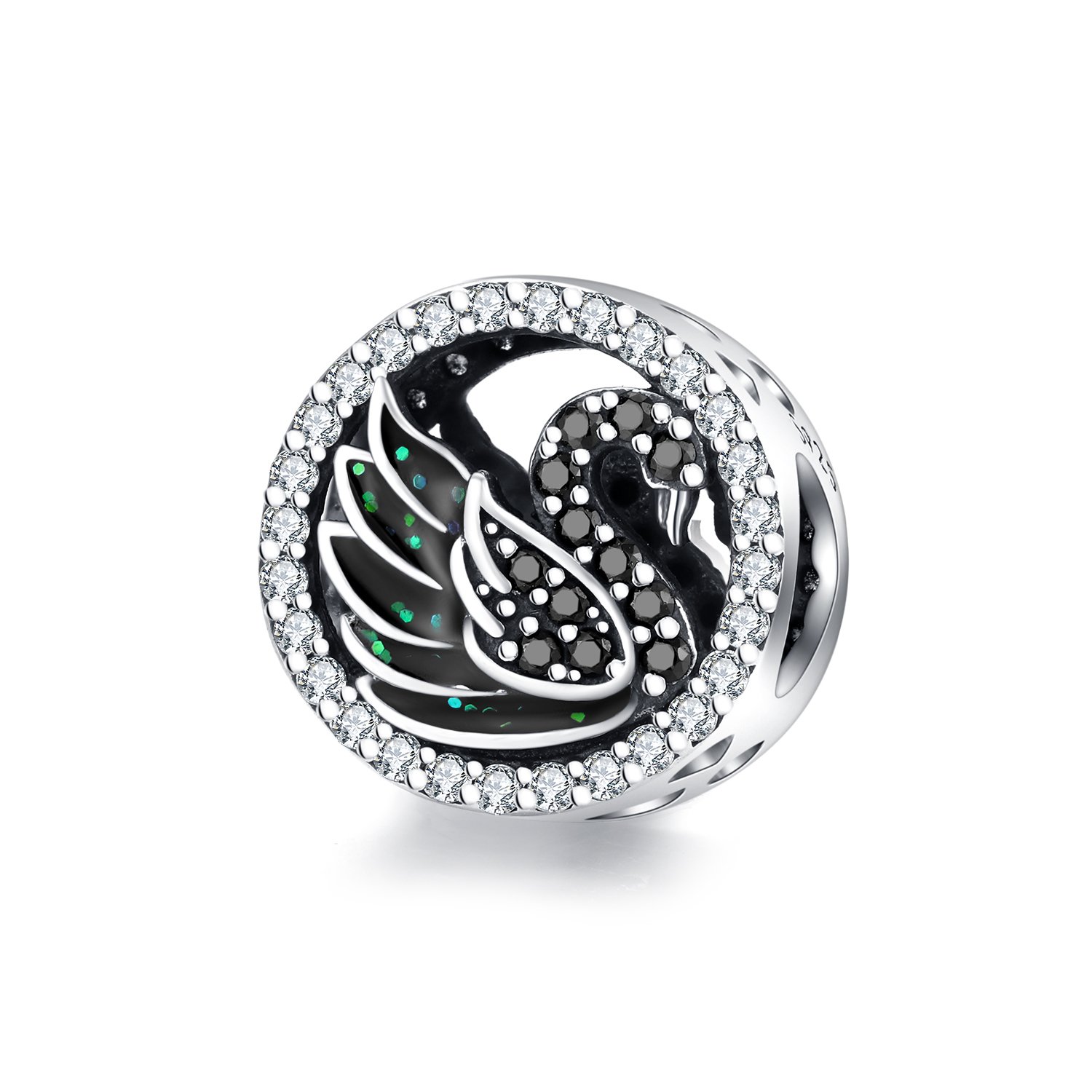 Talisman din argint crystal black swan
