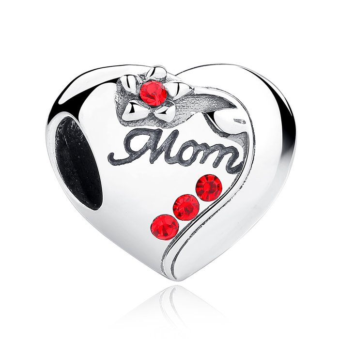 Talisman din argint cu inimioare love mom