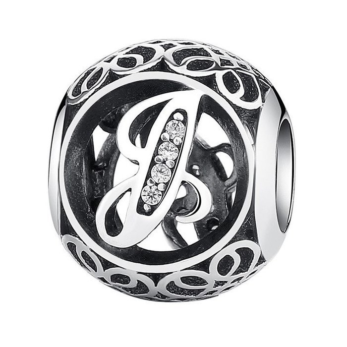 Talisman din argint cu litera j