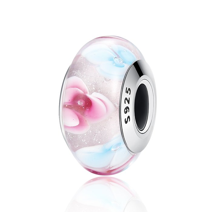 Talisman din argint cu sticla sweet roses