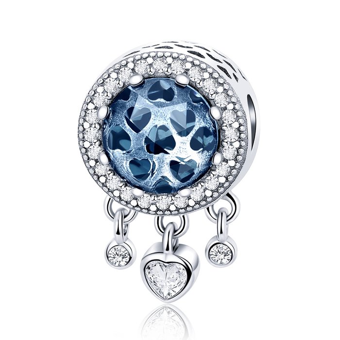 Talisman din argint dangle blue hearts