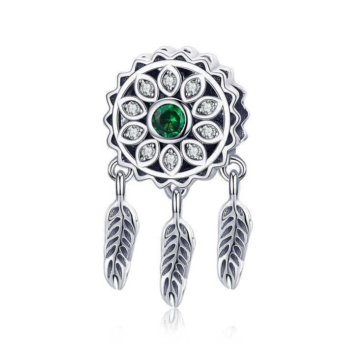Talisman din argint dream catcher green