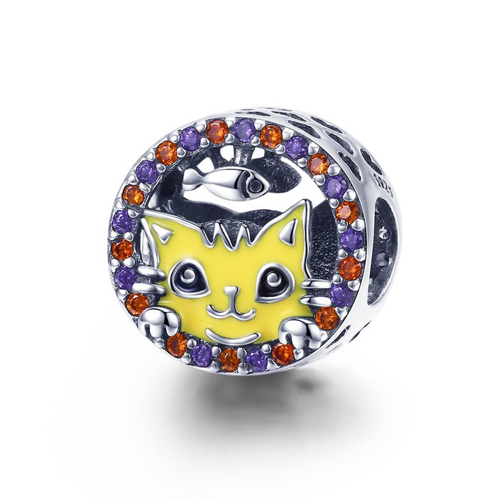 Talisman din argint funny yellow cat