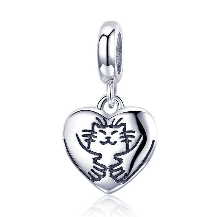 Talisman din argint hugging cat