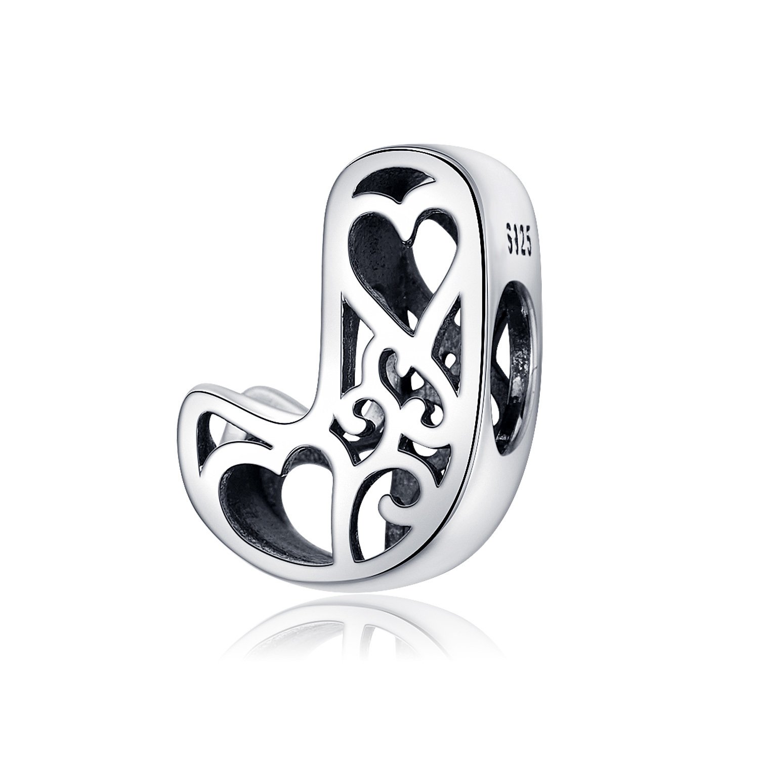 Talisman din argint in love with letter j