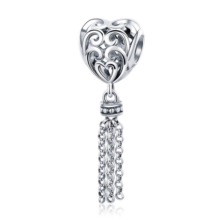 Talisman din argint long tassel heart