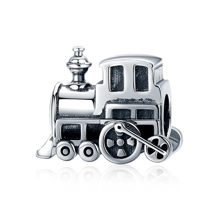 Talisman din argint patinat cu locomotiva