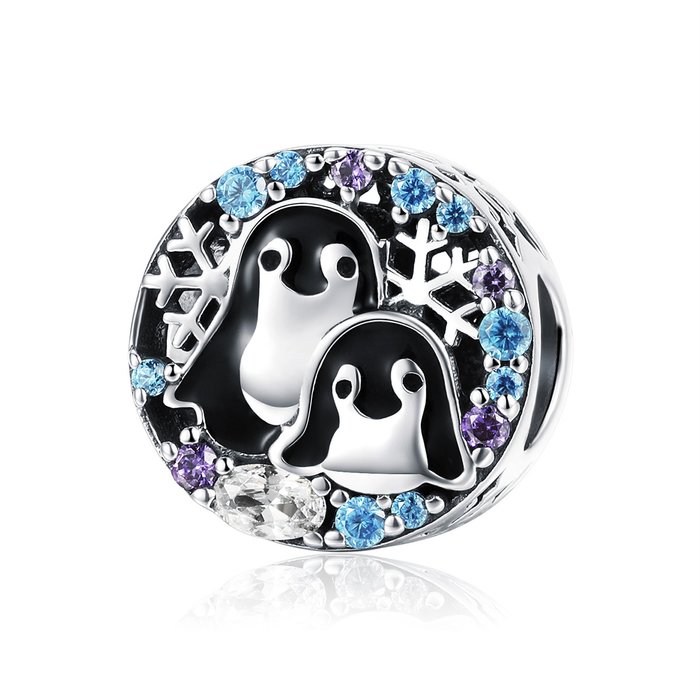 Talisman din argint penguin family
