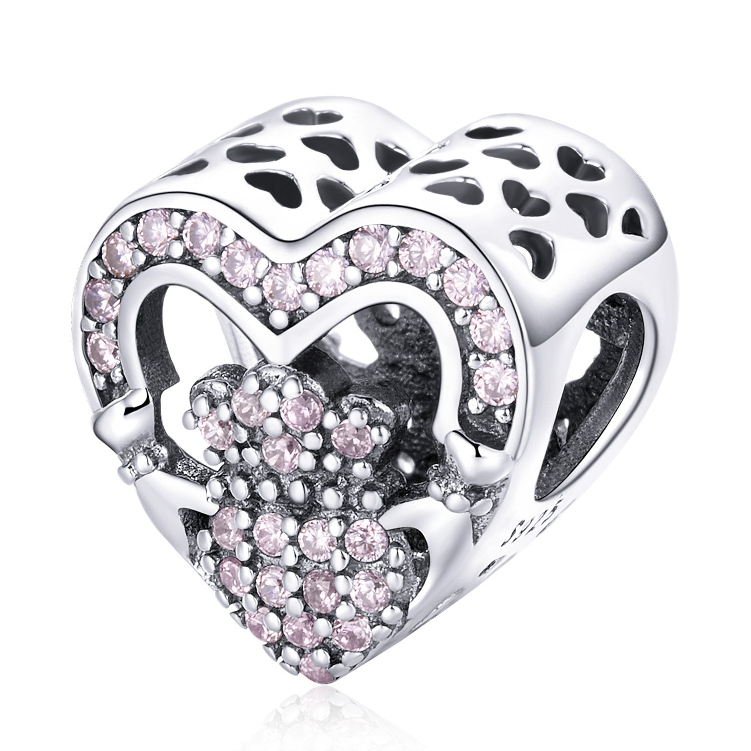 Talisman din argint pink ryal heart