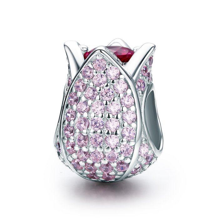 Talisman din argint pink tulip