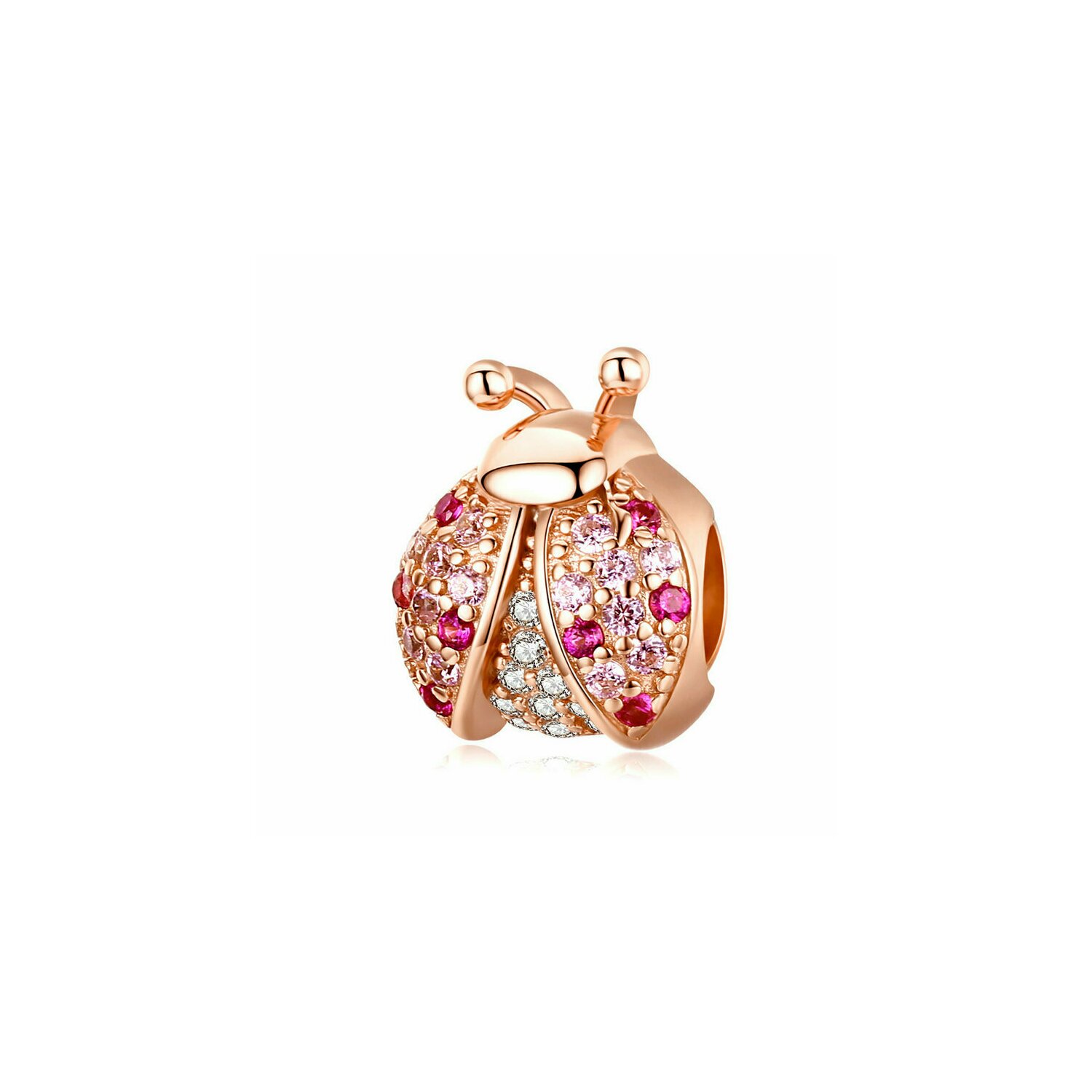 Talisman din argint rose gold ladybug