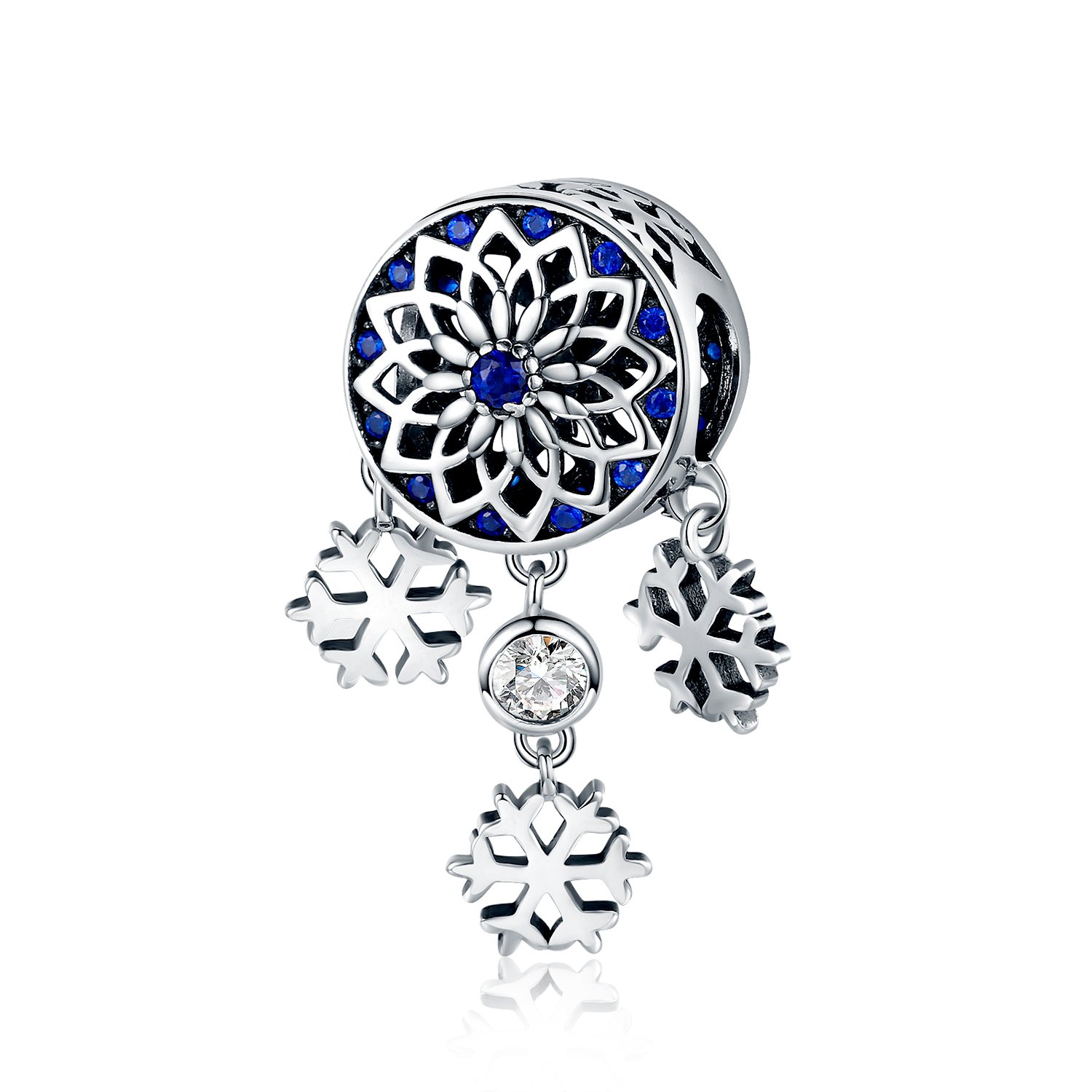 Talisman din argint safir snowflakes