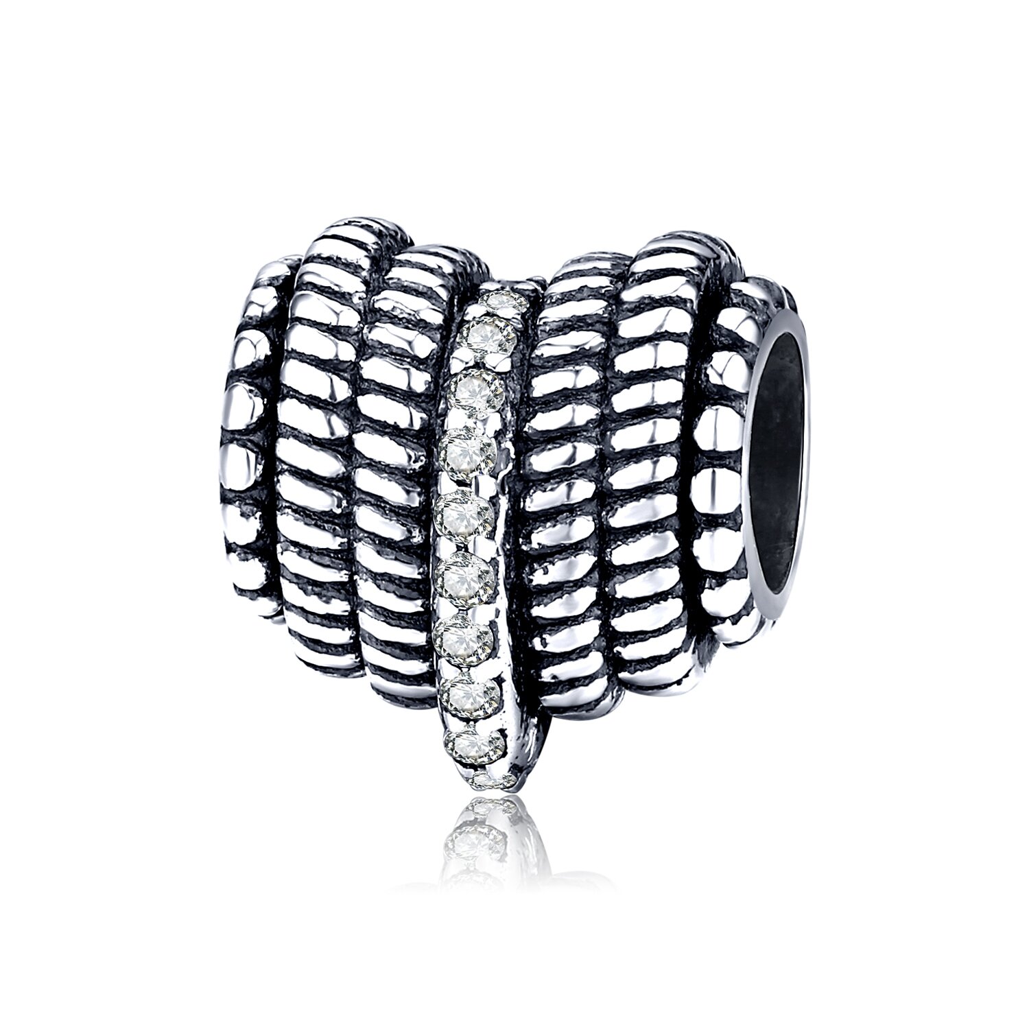 Talisman din argint shiny roped heart