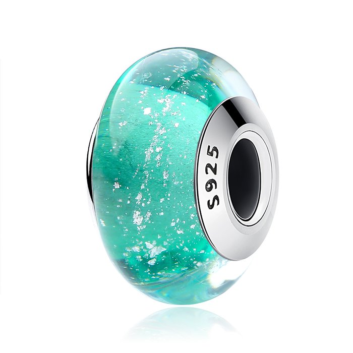 Talisman din argint si sticla cu abis turquoise