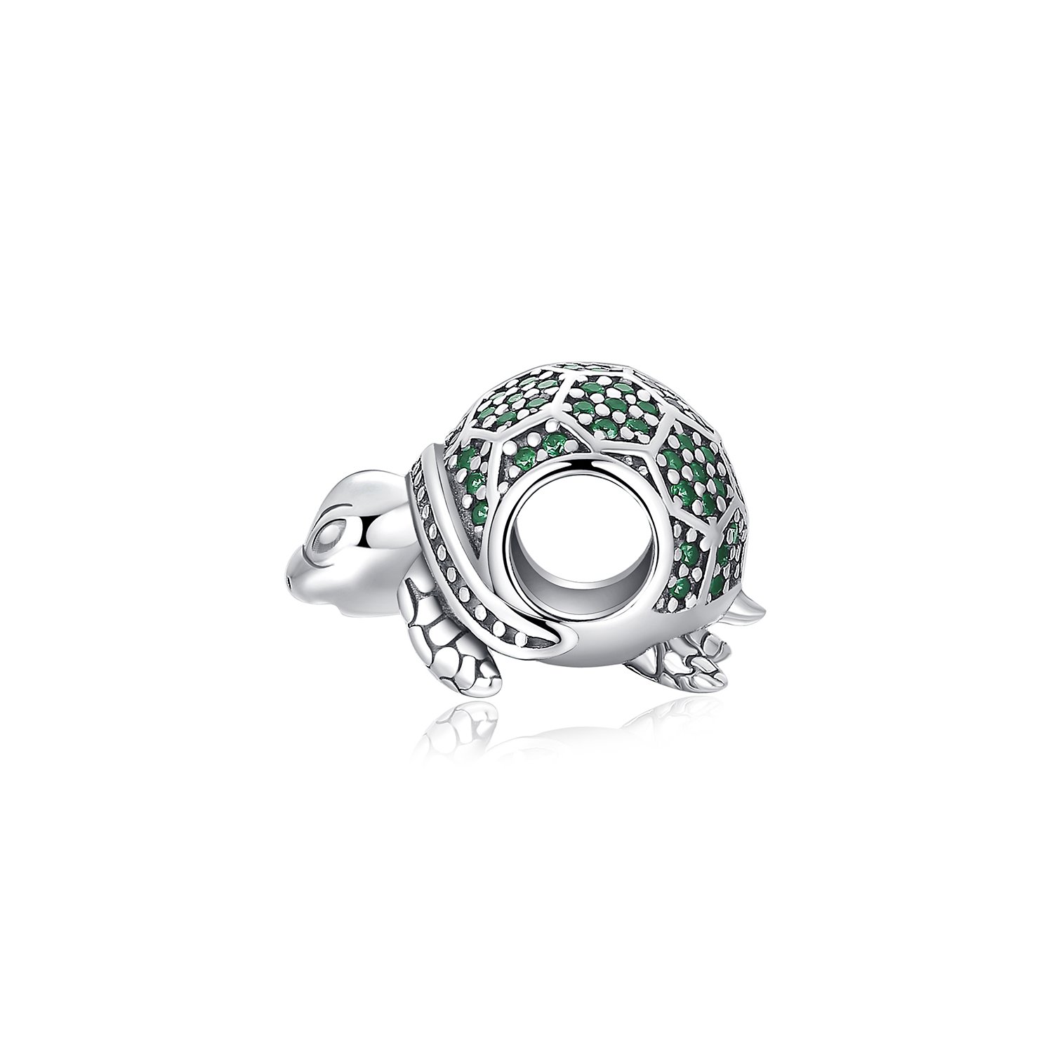 Talisman din argint sparkling green turtle