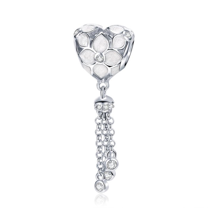 Talisman din argint white hearts tassel
