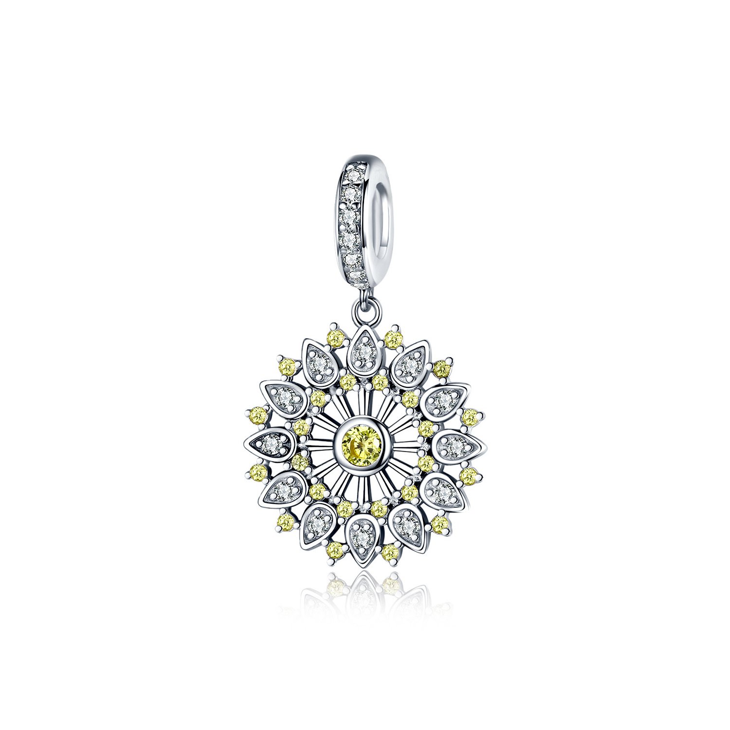 Talisman din argint yellow crystal sun