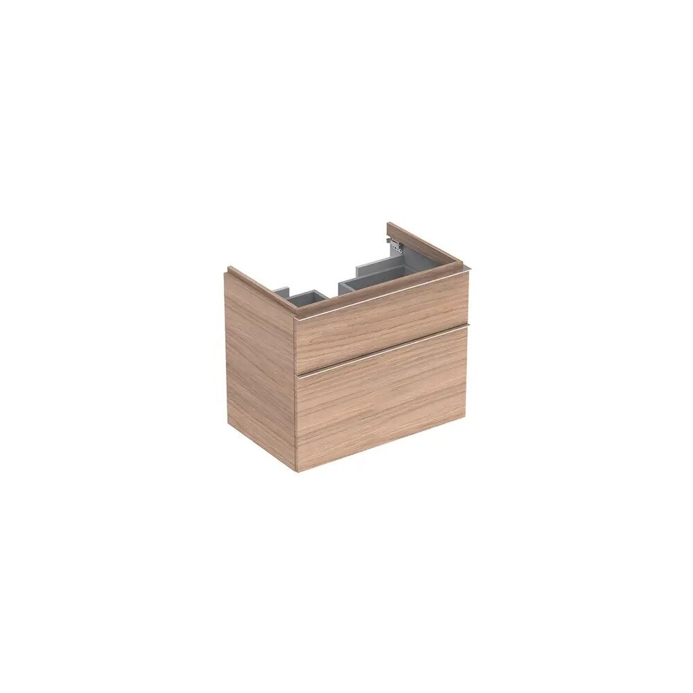 Dulap baza pentru lavoar suspendat stejar natural Geberit Icon 2 sertare 74 cm