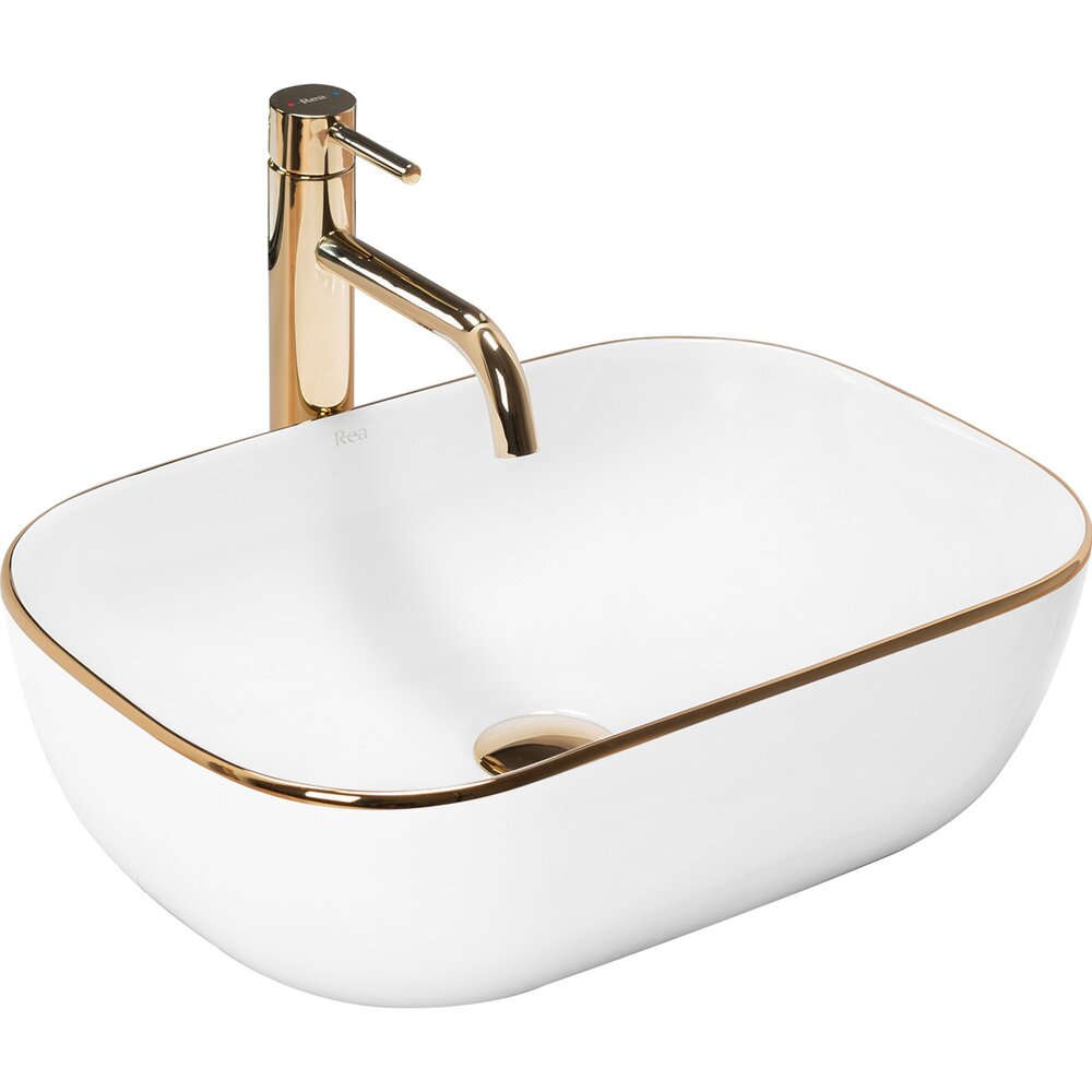 Lavoar alb/auriu pe blat Rea Belinda 47 cm
