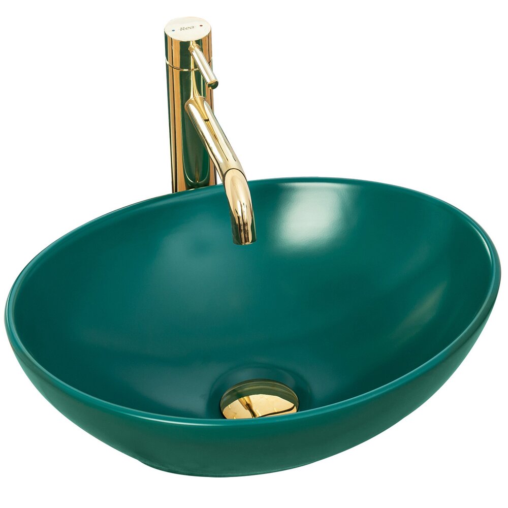 Lavoar verde mat pe blat Rea Sofia 41 cm