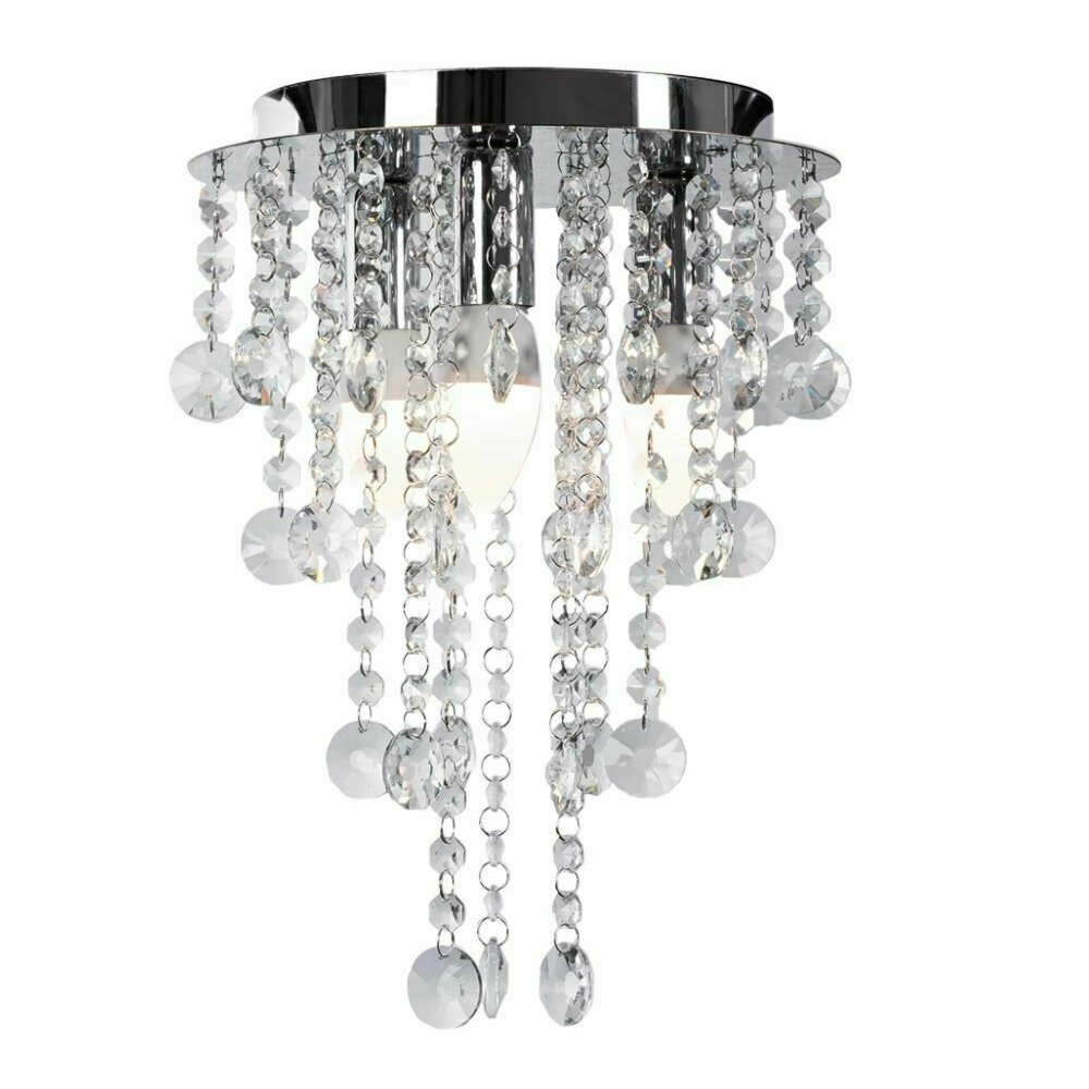 Poza Plafoniera 3 surse de lumina argintiu cristale decorative Rea Glamour 392201