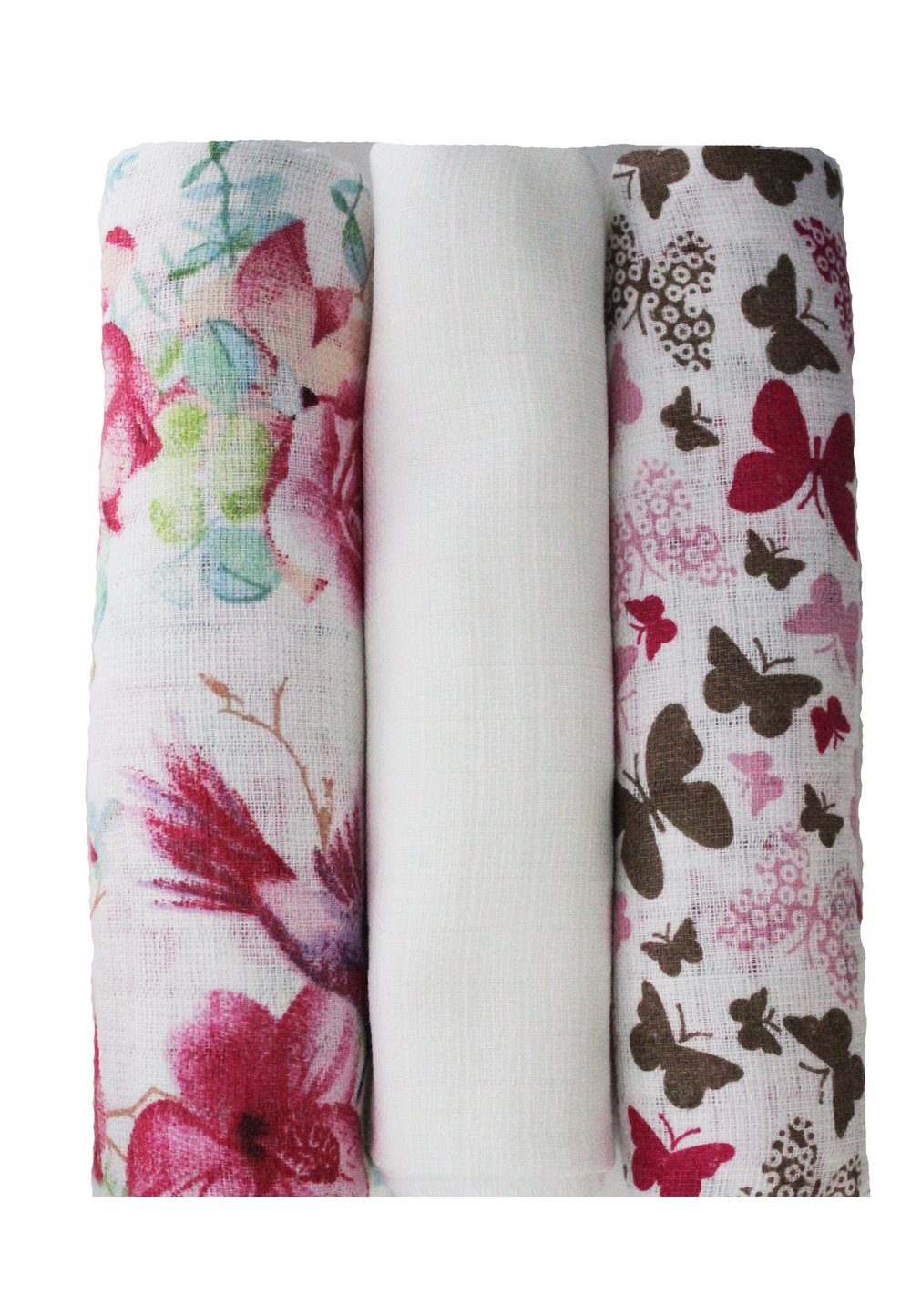 Set 3 scutece, Rosa si Butterfly, 80 x 70 cm