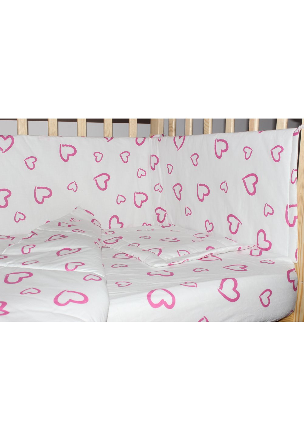 Aparatoare laterala 180 x 30 cm, inimioare roz