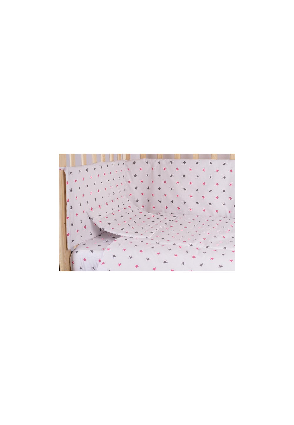 Aparatoare laterala 180 x 30 cm, stelute roz cu gri