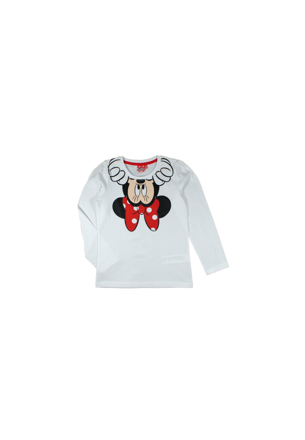 Bluza alba, Minnie Mouse cu fundita rosie