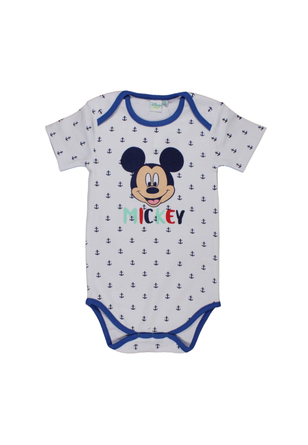 Body maneca scurta, Mickey Mouse, alb cu ancore