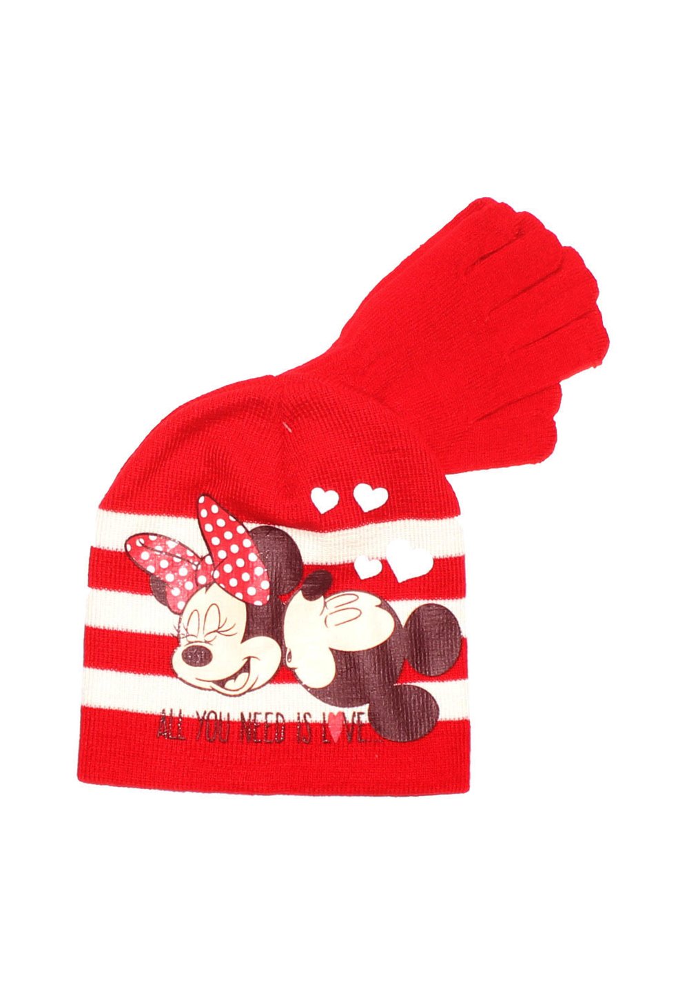 Caciula si manusi, Minnie si Mickey, rosii