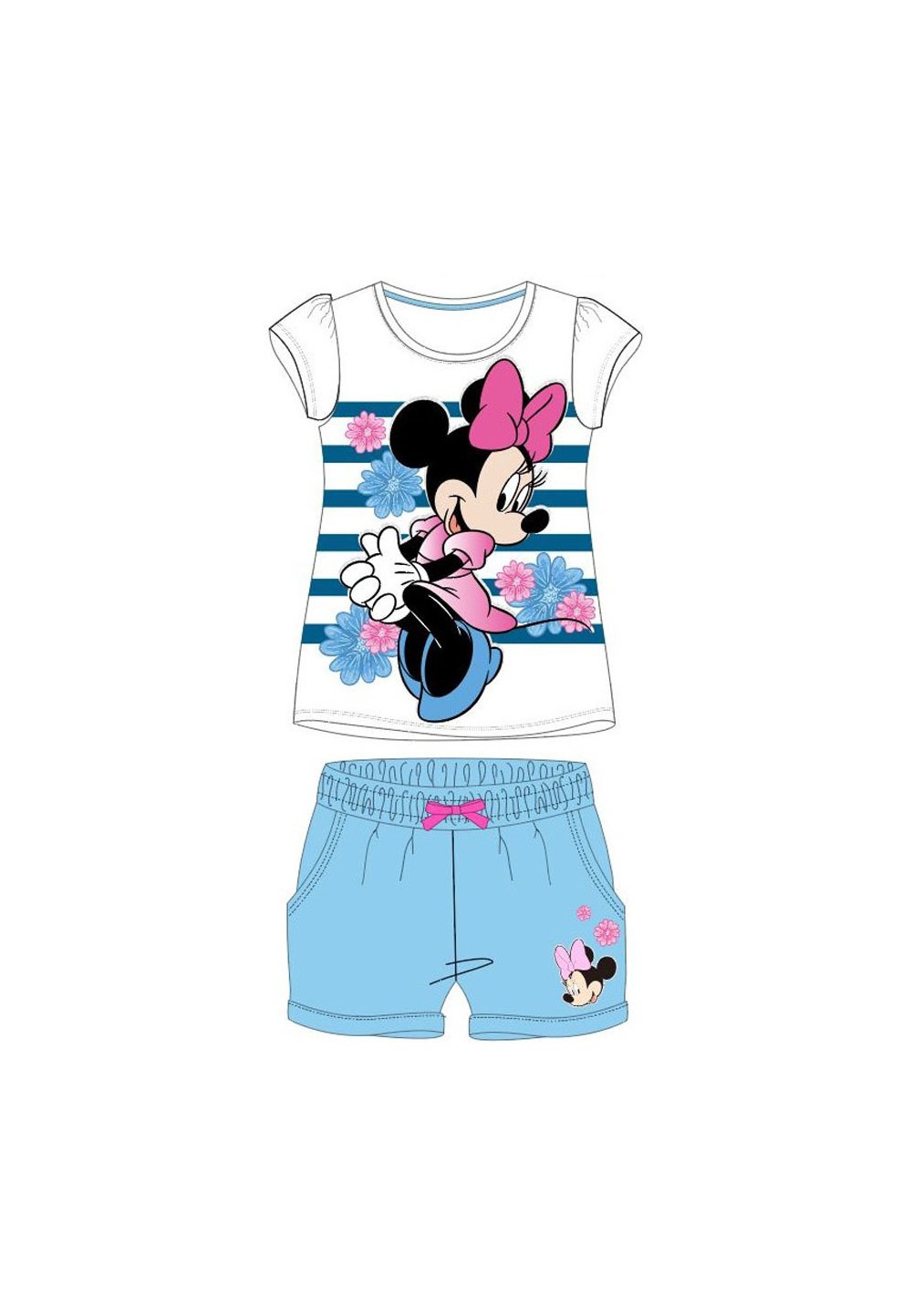 Compleu, maneca scurta, Minnie, albastru deschis